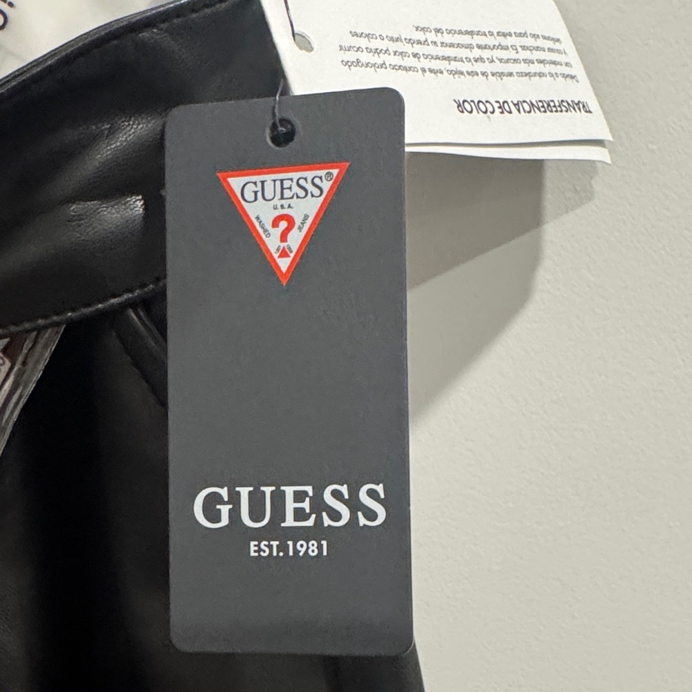 Guess Faux Leather Paperbag Shorts XL NWT Black High Waist - Picture 3 of 5